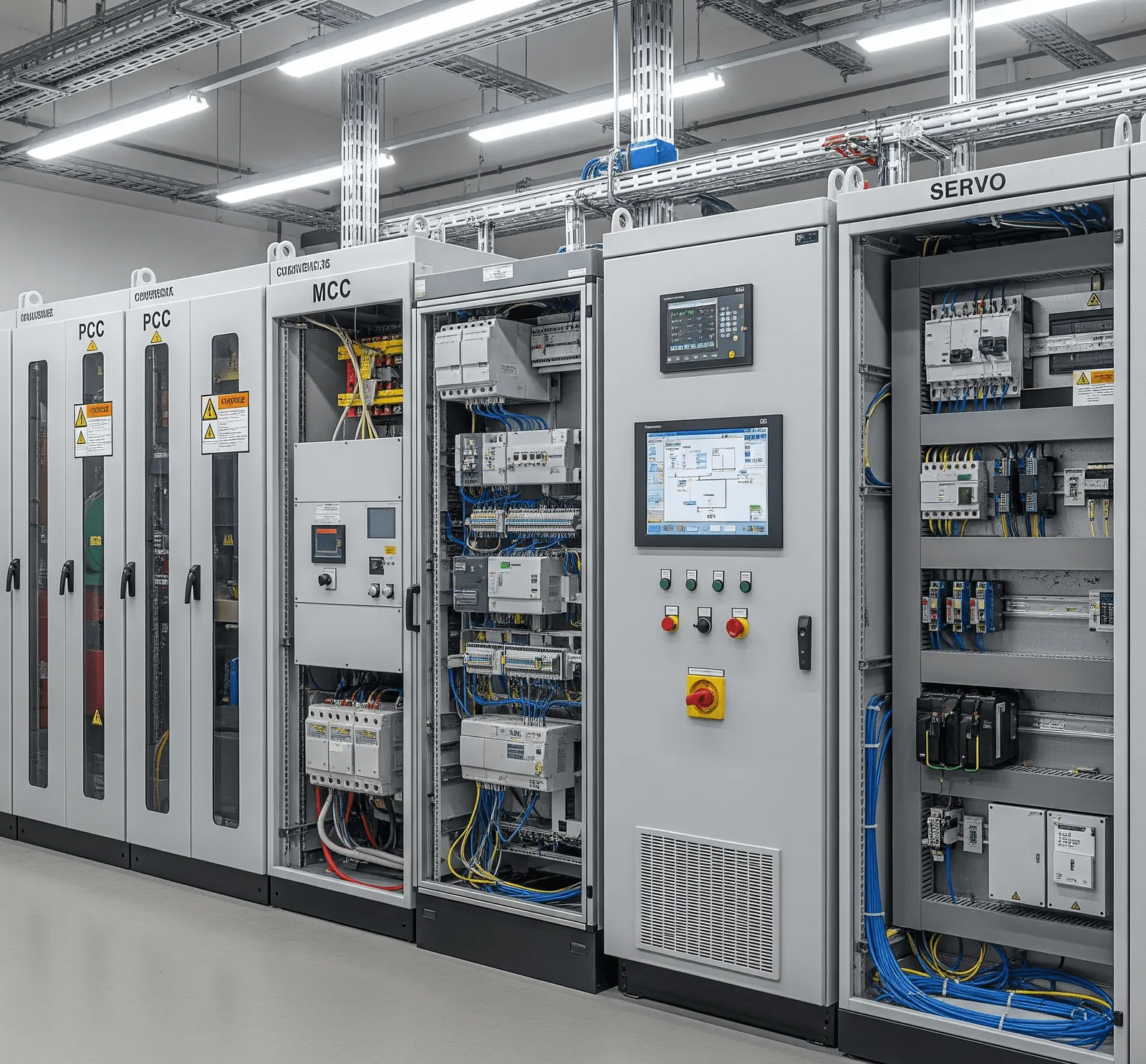 Control panel with PLC and HMI